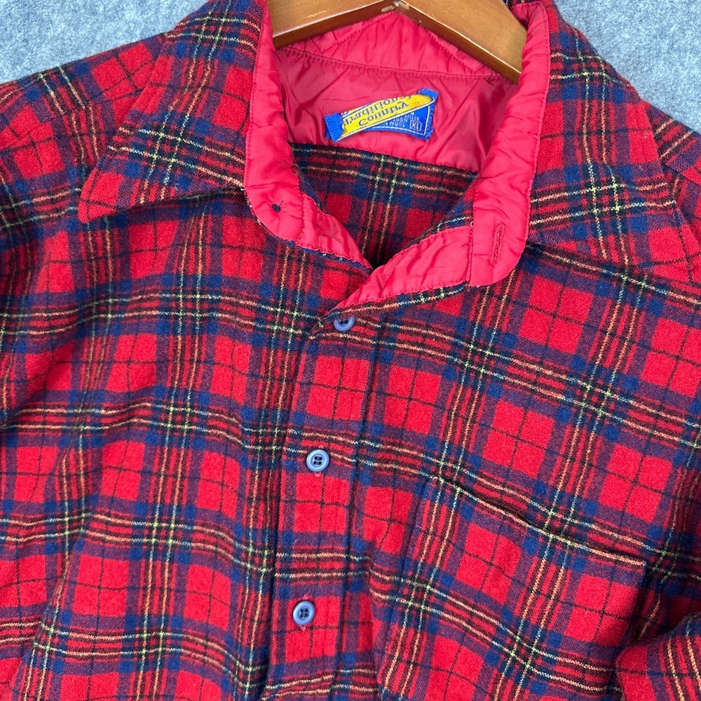 Pendleton Button Down Mens XL Red Plaid Country Traditionals Virgin Wool Flannel